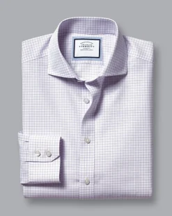 Fashion Charles Tyrwhitt Spread Collar Non-Iron Check Shirt - Purple Violet