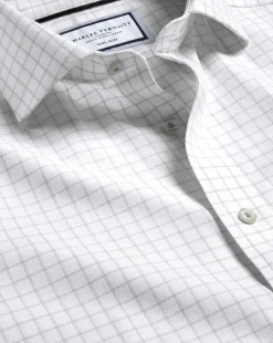 Online Charles Tyrwhitt Spread Collar Non-Iron Clifton Weave Check Shirt - Grey Silver
