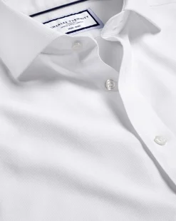 Outlet Charles Tyrwhitt Spread Collar Non-Iron Clifton Weave Shirt - White