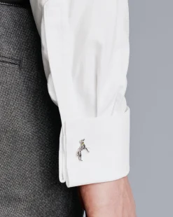 Outlet Charles Tyrwhitt Spread Collar Non-Iron Clifton Weave Shirt - White