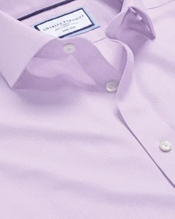 Sale Charles Tyrwhitt Spread Collar Non-Iron Clifton Weave Shirt - Purple Lilac