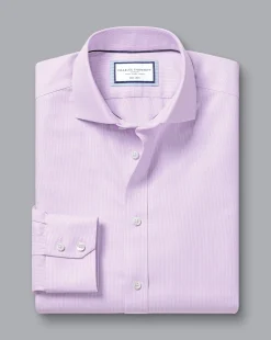 Sale Charles Tyrwhitt Spread Collar Non-Iron Clifton Weave Shirt - Purple Lilac