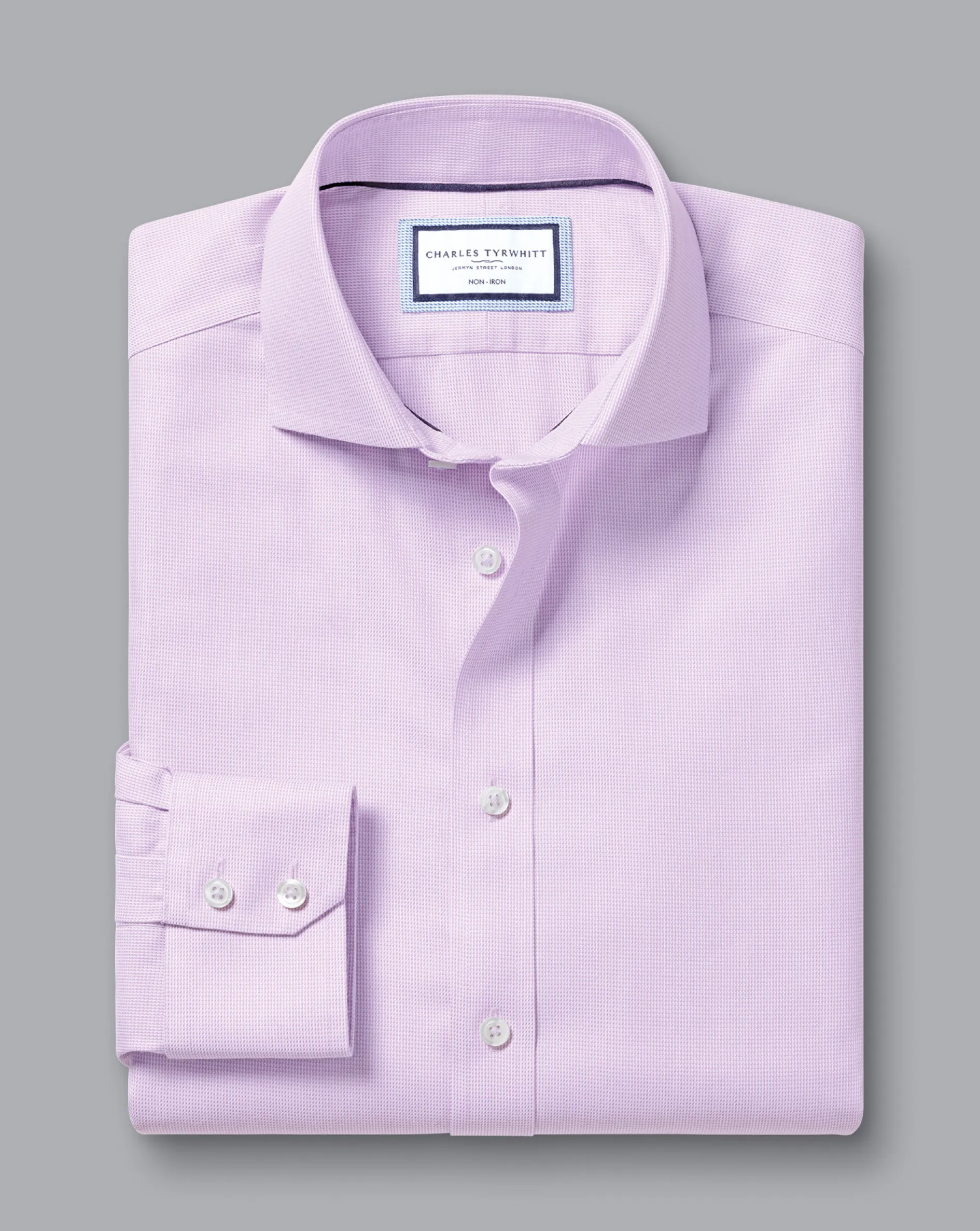 Sale Charles Tyrwhitt Spread Collar Non-Iron Clifton Weave Shirt - Purple Lilac