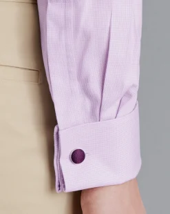 Sale Charles Tyrwhitt Spread Collar Non-Iron Clifton Weave Shirt - Purple Lilac