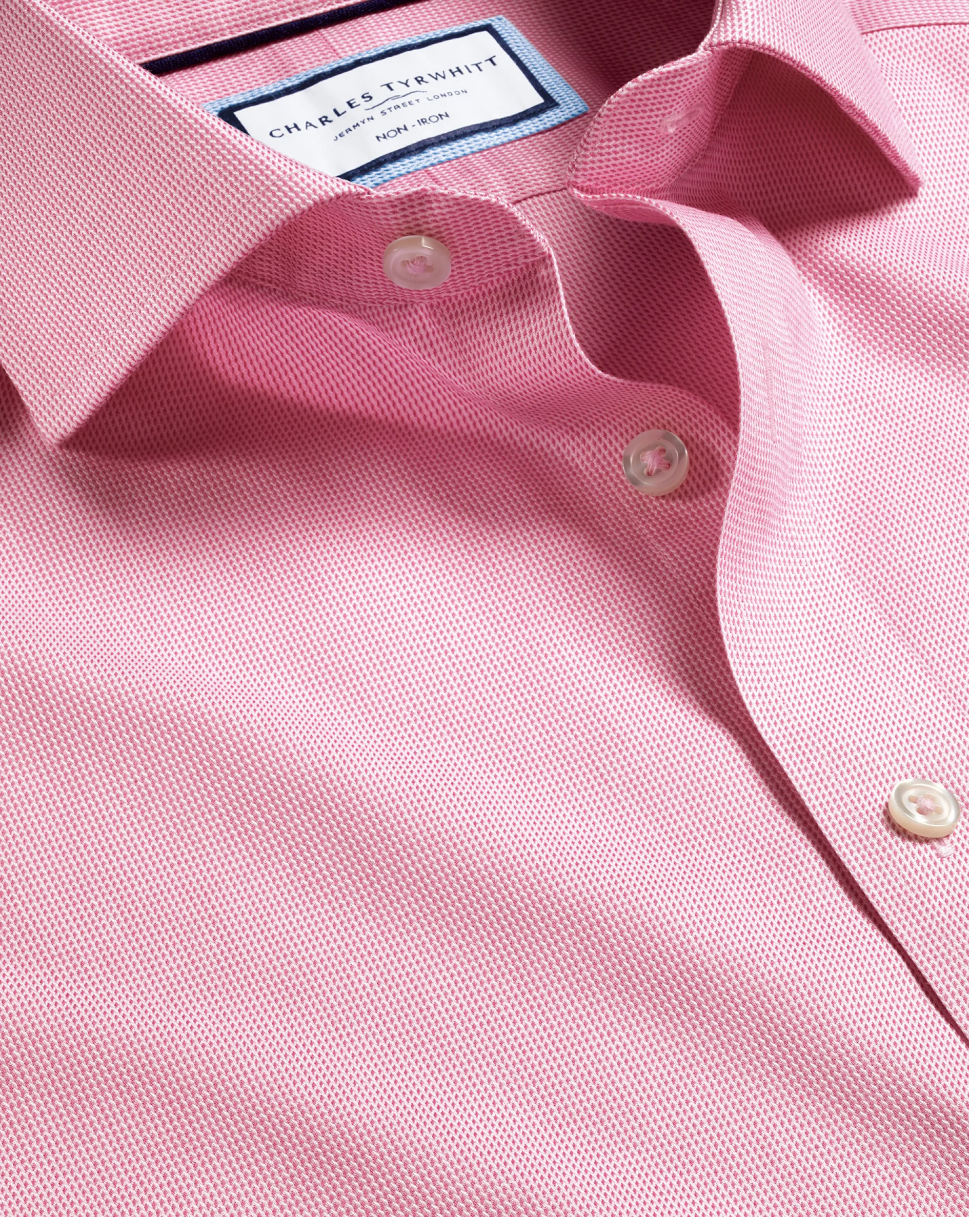 Best Sale Charles Tyrwhitt Spread Collar Non-Iron Clifton Weave Shirt - Pink