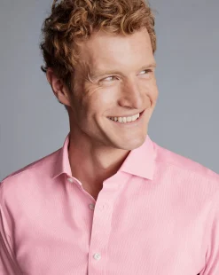 Best Sale Charles Tyrwhitt Spread Collar Non-Iron Clifton Weave Shirt - Pink