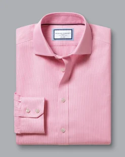 Best Sale Charles Tyrwhitt Spread Collar Non-Iron Clifton Weave Shirt - Pink