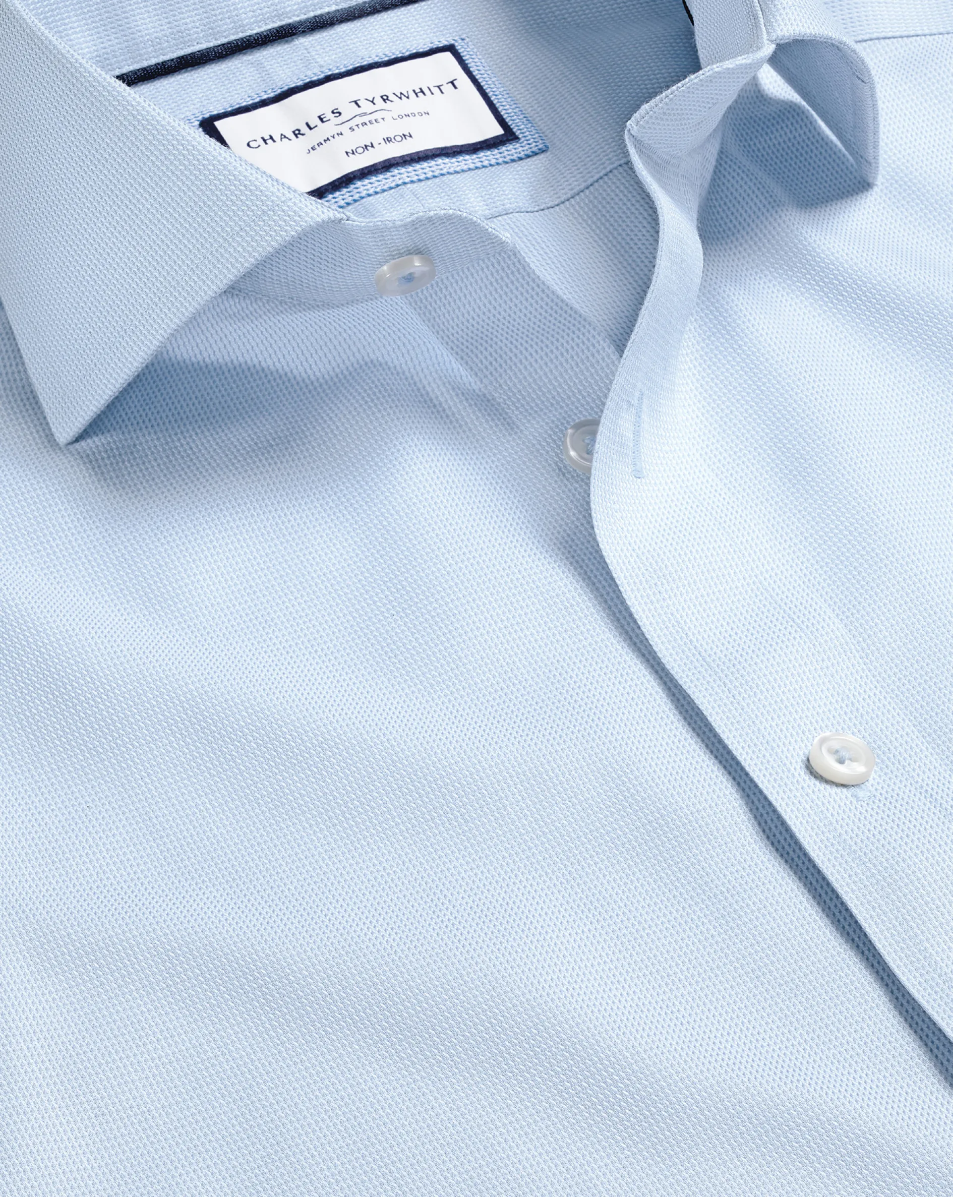 Online Charles Tyrwhitt Spread Collar Non-Iron Clifton Weave Shirt - Light Blue