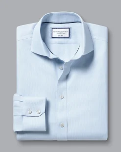 Online Charles Tyrwhitt Spread Collar Non-Iron Clifton Weave Shirt - Light Blue