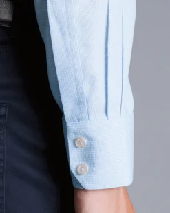 Online Charles Tyrwhitt Spread Collar Non-Iron Clifton Weave Shirt - Light Blue