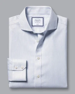 Online Charles Tyrwhitt Spread Collar Non-Iron Double Stripe Shirt - Blue Royal