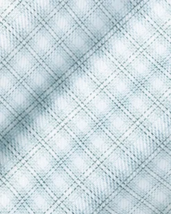 Clearance Charles Tyrwhitt Spread Collar Non-Iron Double Check Shirt - Pale Teal Green