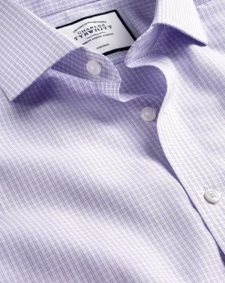 Best Charles Tyrwhitt Spread Collar Non-Iron Double Check Shirt - Lilac Purple