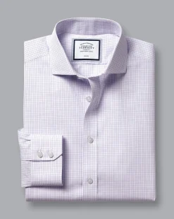 Best Charles Tyrwhitt Spread Collar Non-Iron Double Check Shirt - Lilac Purple