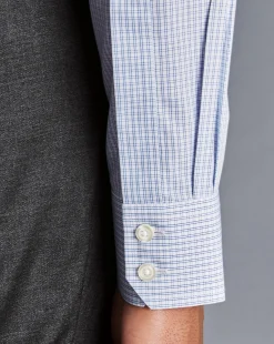 Hot Charles Tyrwhitt Spread Collar Non-Iron Double Check Shirt - Cobalt Blue