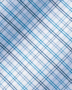 Hot Charles Tyrwhitt Spread Collar Non-Iron Fine Line Check Shirt - Ocean Blue