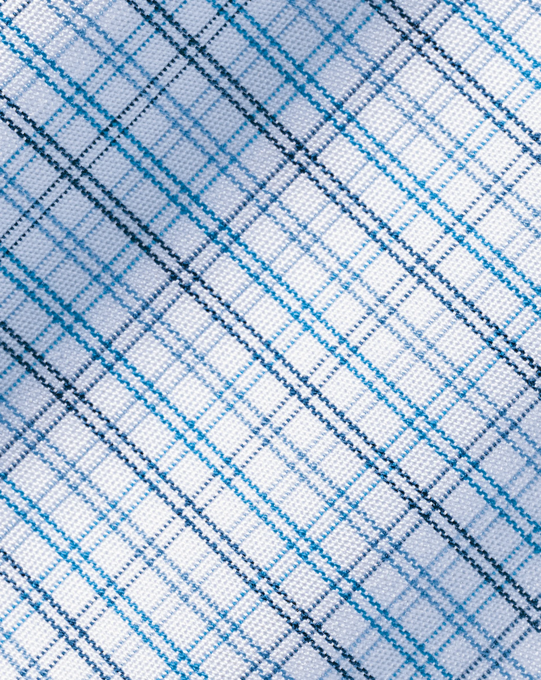 Hot Charles Tyrwhitt Spread Collar Non-Iron Fine Line Check Shirt - Ocean Blue