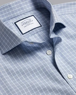 Best Sale Charles Tyrwhitt Spread Collar Non-Iron Fine Check Shirt - Petrol Blue