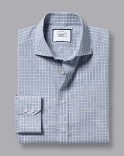 Best Sale Charles Tyrwhitt Spread Collar Non-Iron Fine Check Shirt - Petrol Blue
