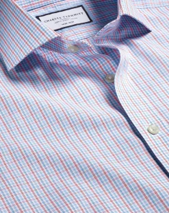 Fashion Charles Tyrwhitt Spread Collar Non-Iron Fine Line Check Shirt - Red