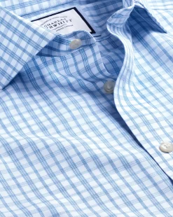 Online Charles Tyrwhitt Spread Collar Non-Iron Graph Check Cutaway Shirt - Blue Royal