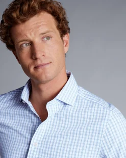 Online Charles Tyrwhitt Spread Collar Non-Iron Graph Check Cutaway Shirt - Blue Royal