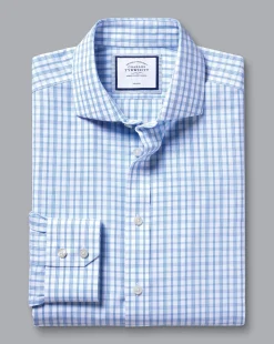 Online Charles Tyrwhitt Spread Collar Non-Iron Graph Check Cutaway Shirt - Blue Royal