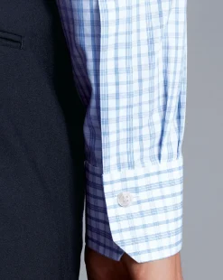 Online Charles Tyrwhitt Spread Collar Non-Iron Graph Check Cutaway Shirt - Blue Royal