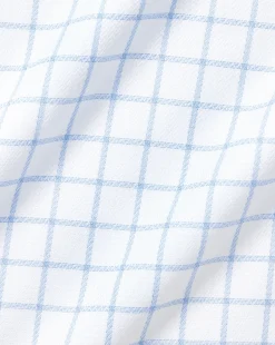 Online Charles Tyrwhitt Spread Collar Non-Iron Henley Weave Shirt - Cornflower Blue