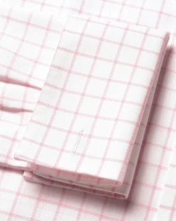 Outlet Charles Tyrwhitt Spread Collar Non-Iron Henley Weave Check Shirt - Light Pink