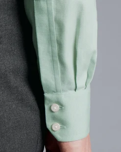Online Charles Tyrwhitt Spread Collar Non-Iron Henley Weave Shirt - Light Green