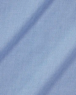 Fashion Charles Tyrwhitt Spread Collar Non-Iron Henley Weave Shirt - Ocean Blue