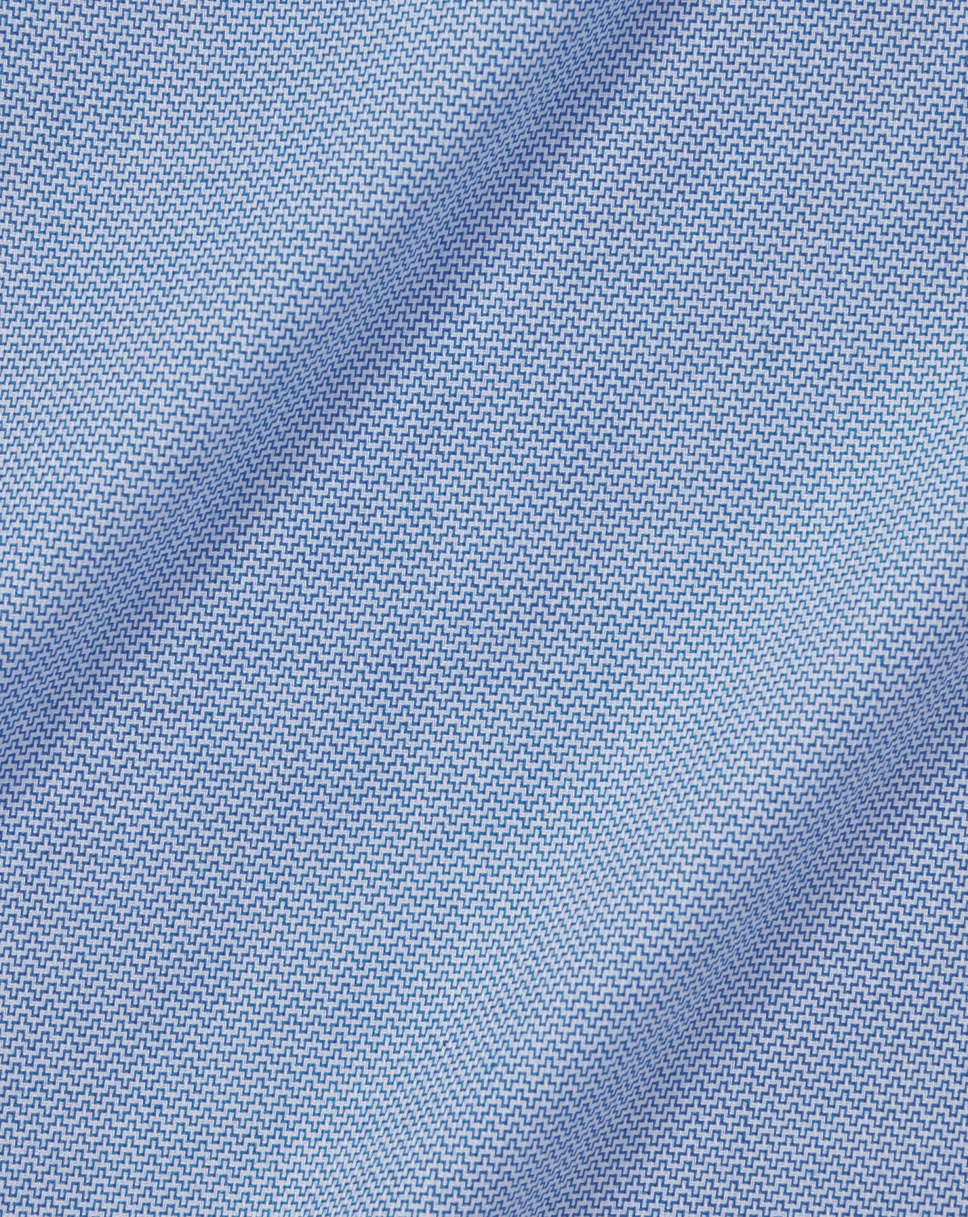 Fashion Charles Tyrwhitt Spread Collar Non-Iron Henley Weave Shirt - Ocean Blue