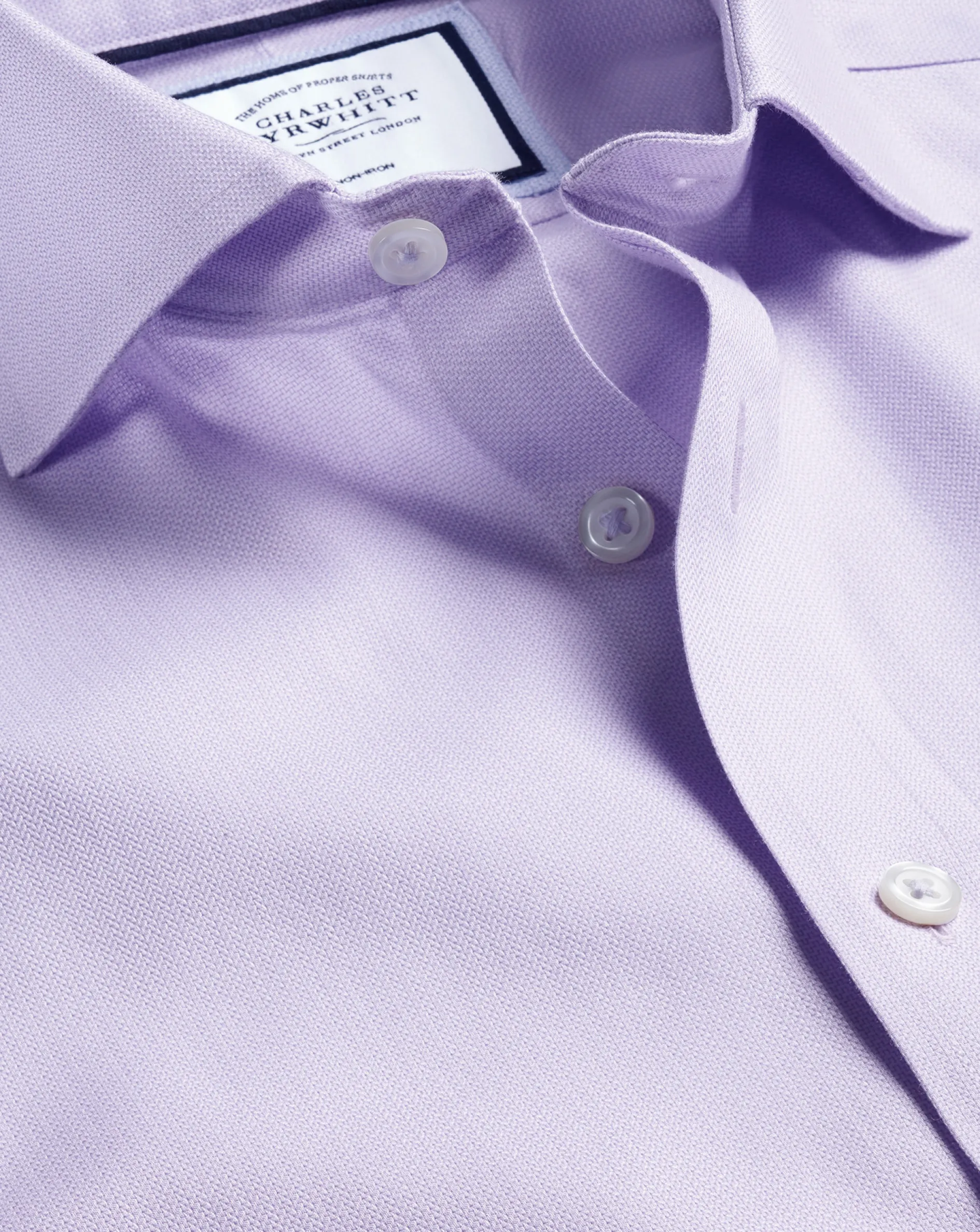 Flash Sale Charles Tyrwhitt Spread Collar Non-Iron Henley Weave Shirt - Purple Lilac