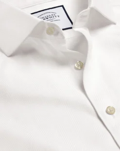 Fashion Charles Tyrwhitt Spread Collar Non-Iron Herringbone Shirt - Ivory White