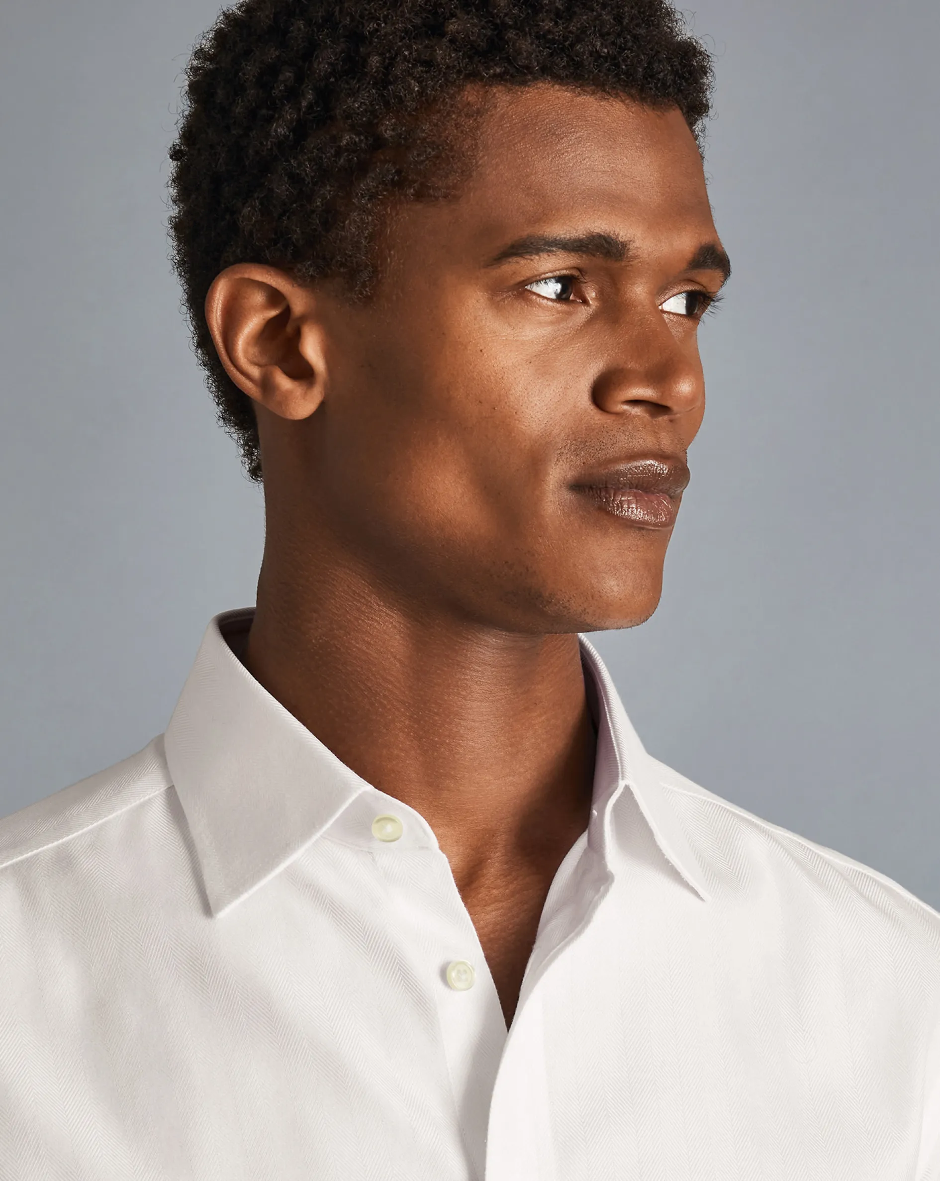 Fashion Charles Tyrwhitt Spread Collar Non-Iron Herringbone Shirt - Ivory White