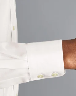 Fashion Charles Tyrwhitt Spread Collar Non-Iron Herringbone Shirt - Ivory White
