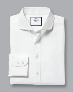 Best Sale Charles Tyrwhitt Spread Collar Non-Iron Herringbone Shirt - White