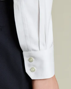 Best Sale Charles Tyrwhitt Spread Collar Non-Iron Herringbone Shirt - White