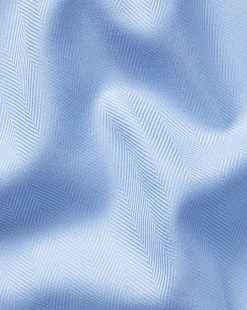 Shop Charles Tyrwhitt Spread Collar Non-Iron Herringbone Shirt - Blue Sky