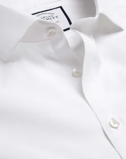 Cheap Charles Tyrwhitt Spread Collar Non-Iron Ludgate Weave Shirt - White