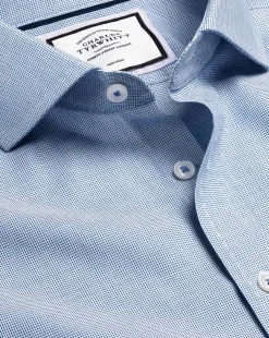Outlet Charles Tyrwhitt Spread Collar Non-Iron Ludgate Weave Shirt - Blue