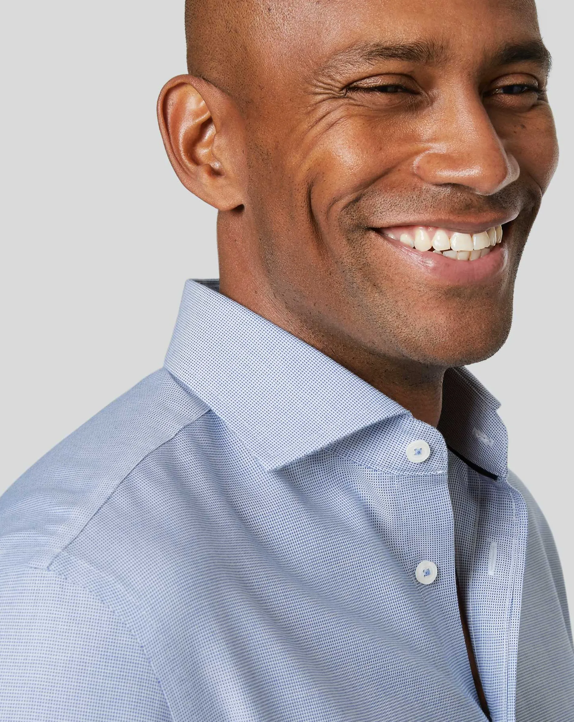 Outlet Charles Tyrwhitt Spread Collar Non-Iron Ludgate Weave Shirt - Blue