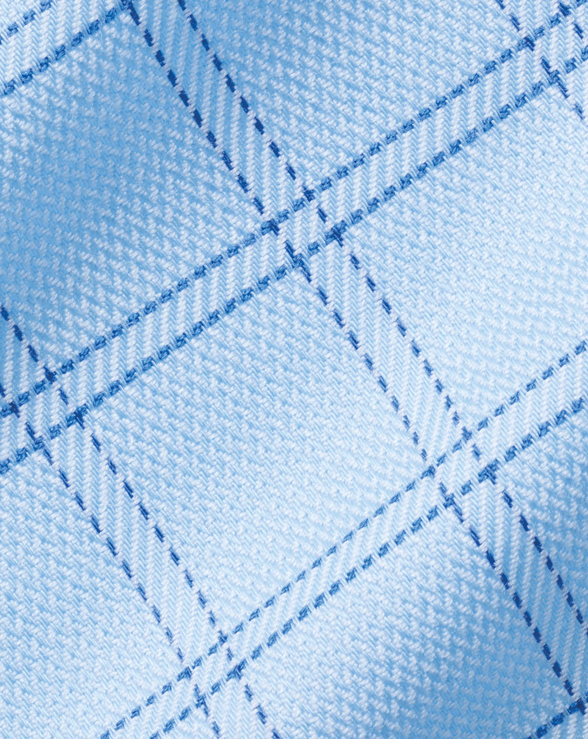 Discount Charles Tyrwhitt Spread Collar Non-Iron Mayfair Weave Check Shirt - Blue Sky