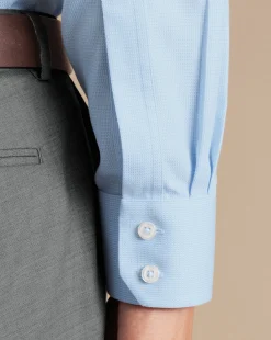 Store Charles Tyrwhitt Spread Collar Non-Iron Mayfair Weave Shirt - Light Blue
