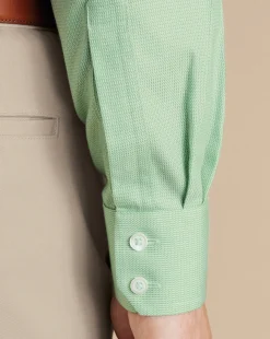 Cheap Charles Tyrwhitt Spread Collar Non-Iron Mayfair Weave Shirt - Light Green
