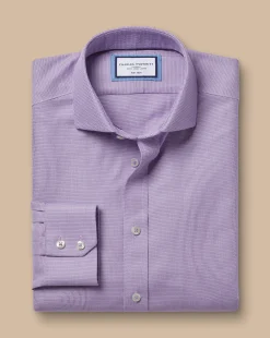 New Charles Tyrwhitt Spread Collar Non-Iron Mayfair Weave Shirt - Purple Lilac