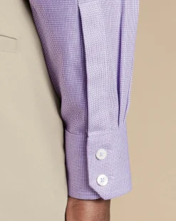 New Charles Tyrwhitt Spread Collar Non-Iron Mayfair Weave Shirt - Purple Lilac