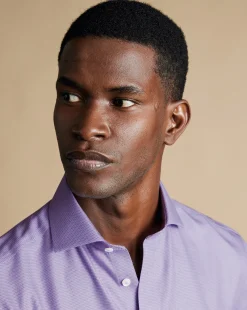 New Charles Tyrwhitt Spread Collar Non-Iron Mayfair Weave Shirt - Purple Lilac