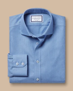 New Charles Tyrwhitt Spread Collar Non-Iron Mayfair Weave Shirt - Cobalt Blue